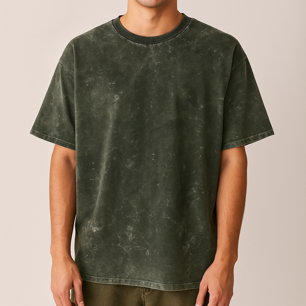 Unisex Acid Washed Oversize Green Tshirt