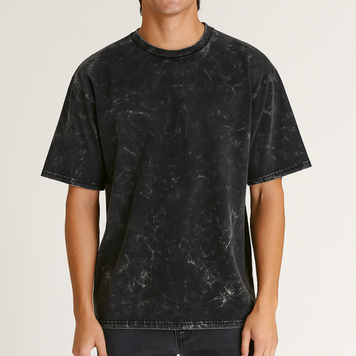 Unisex Acid Washed Oversize Black Tshirt