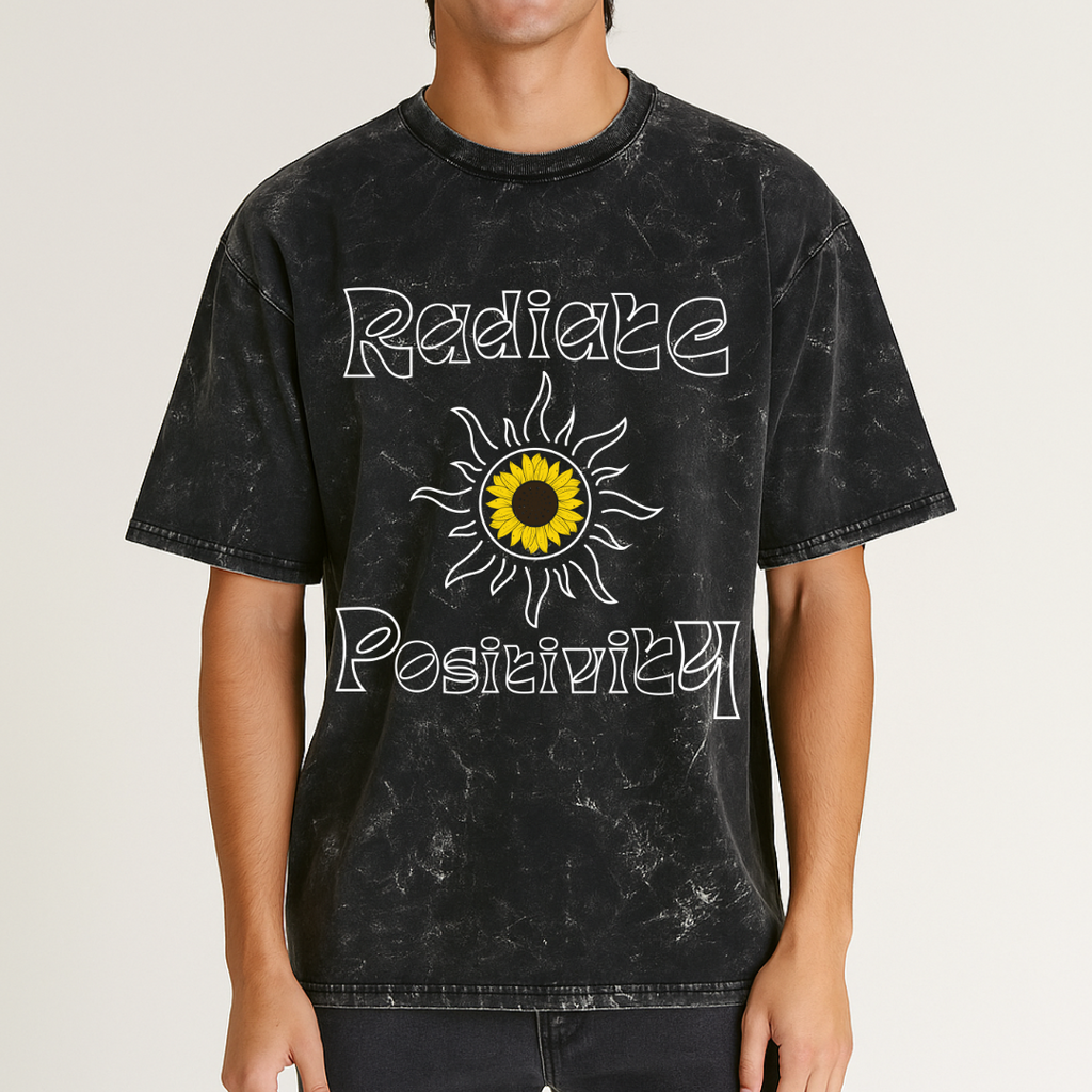 Unisex Acid Washed Oversize Positivity Tshirt