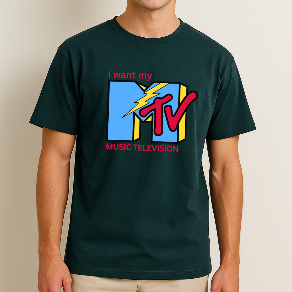 Unisex Relaxed Fit Music Tv Tshirt - Dark Blue