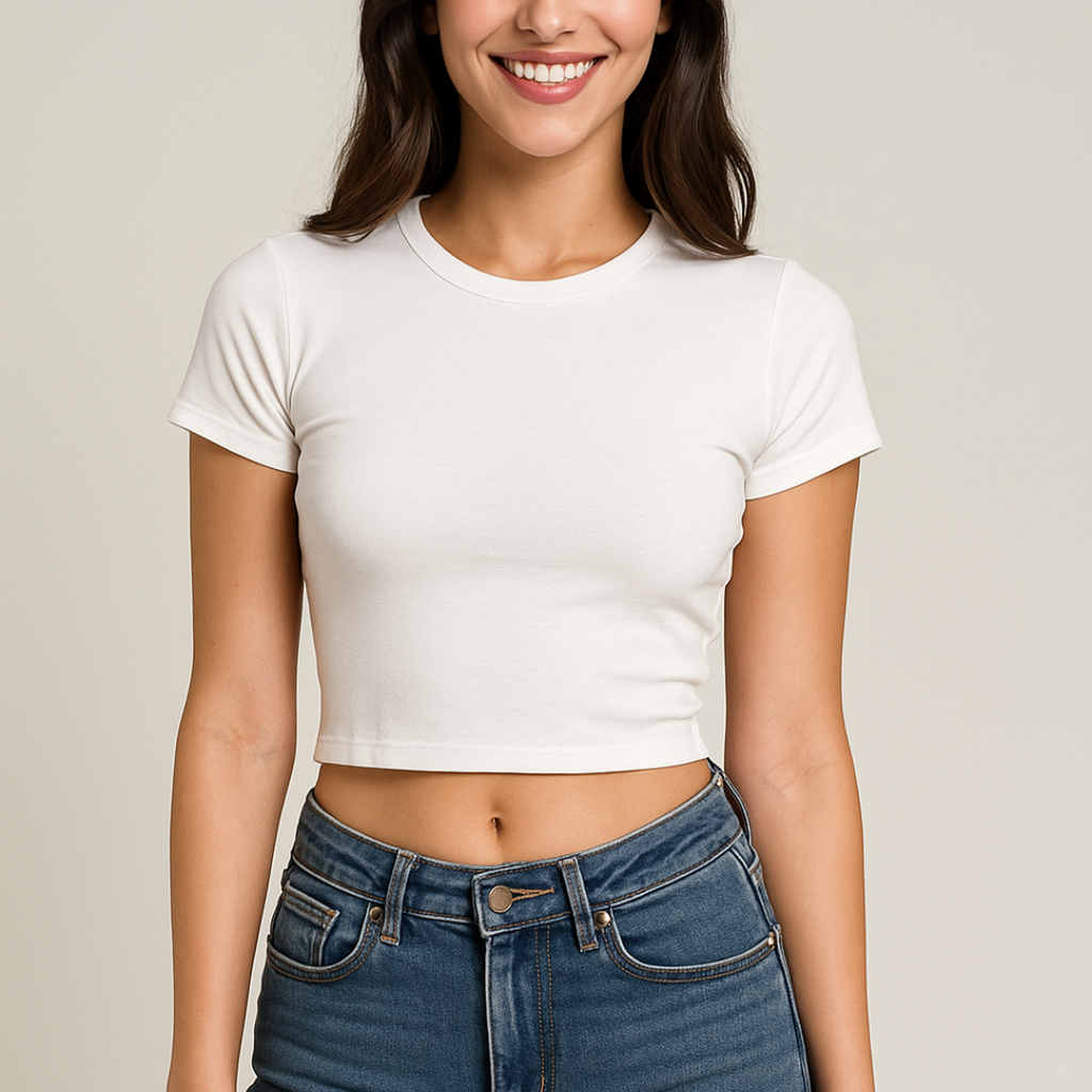 Women Solid White Cropped Top