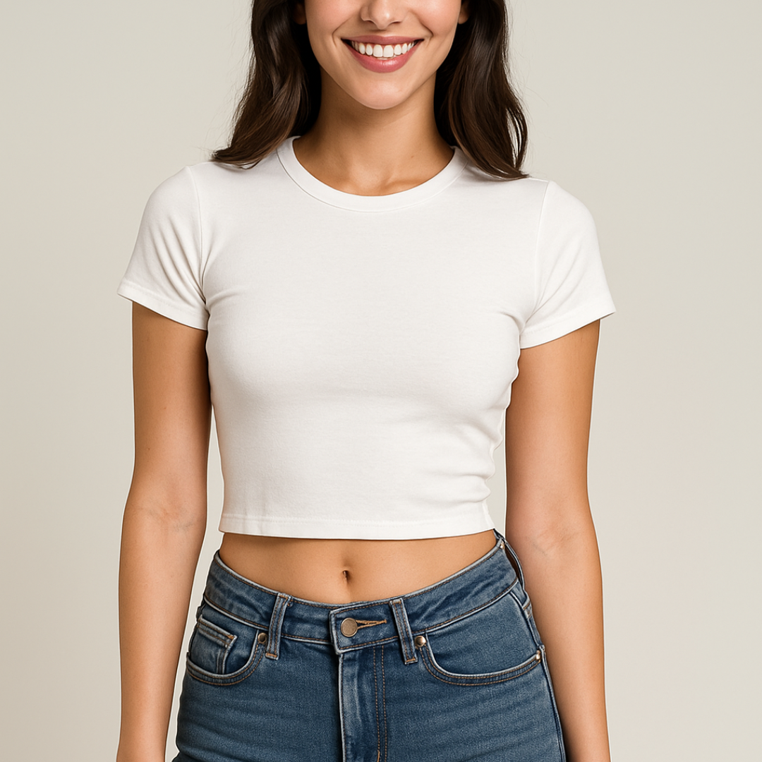 Women Solid White Cropped Top