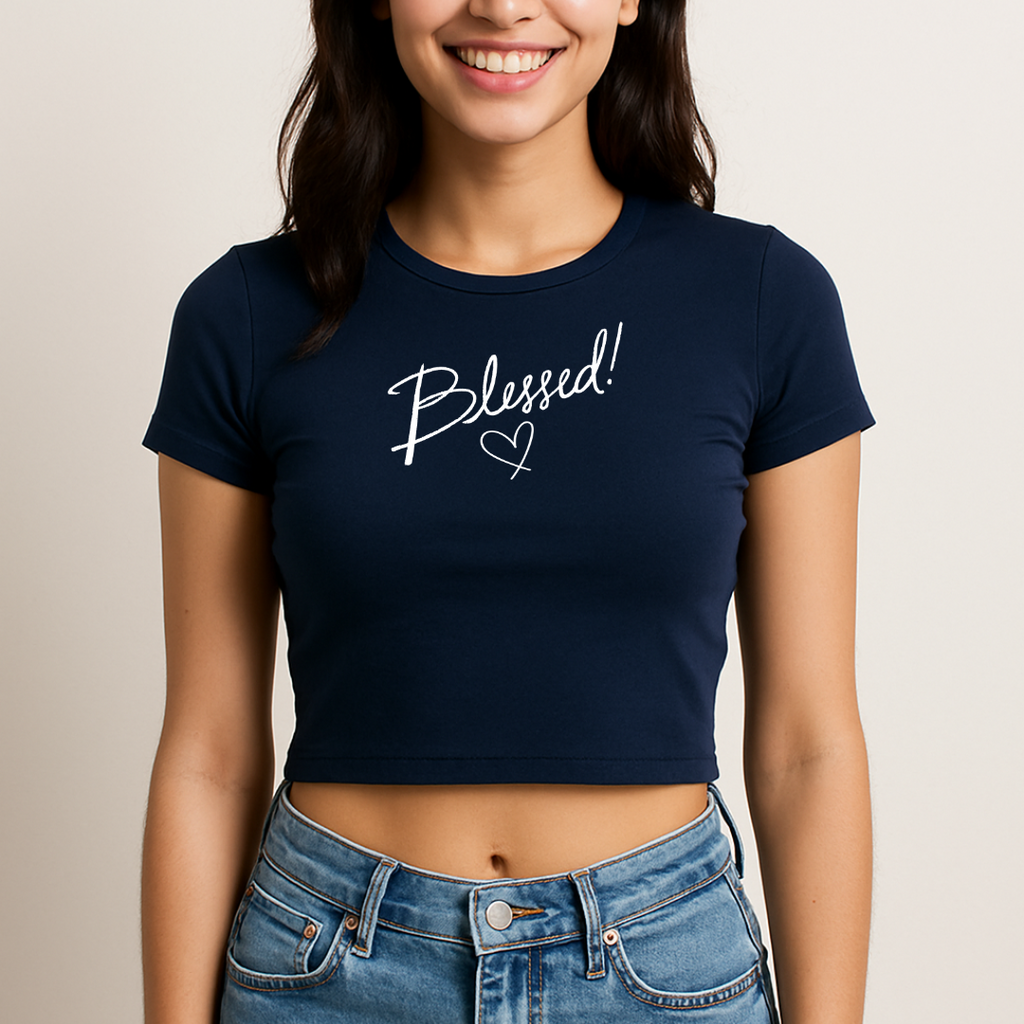 Women Cropped Top Blessed Beige