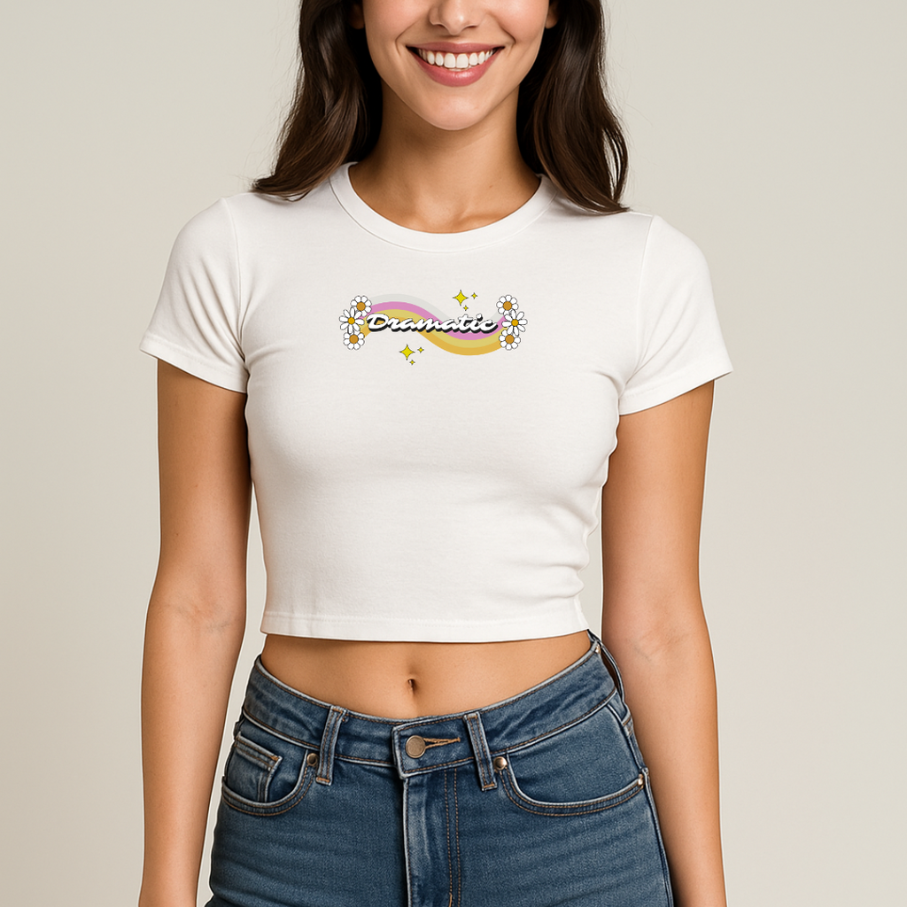Women Dramatic Blossoms White Cropped Top